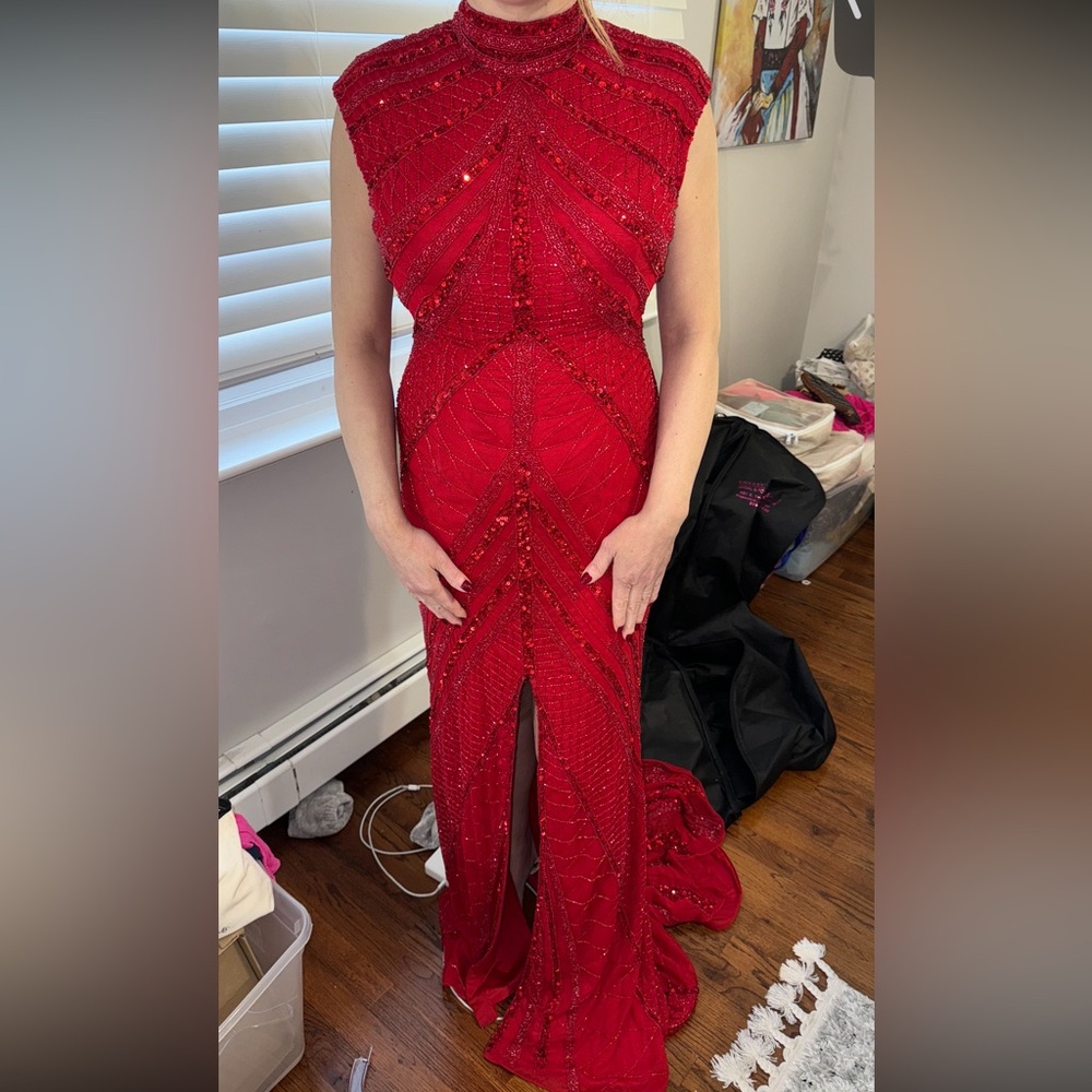 Beaded Red Evening Gown
